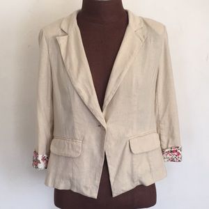 Love Tree linen/viscose tan jacket with pockets S